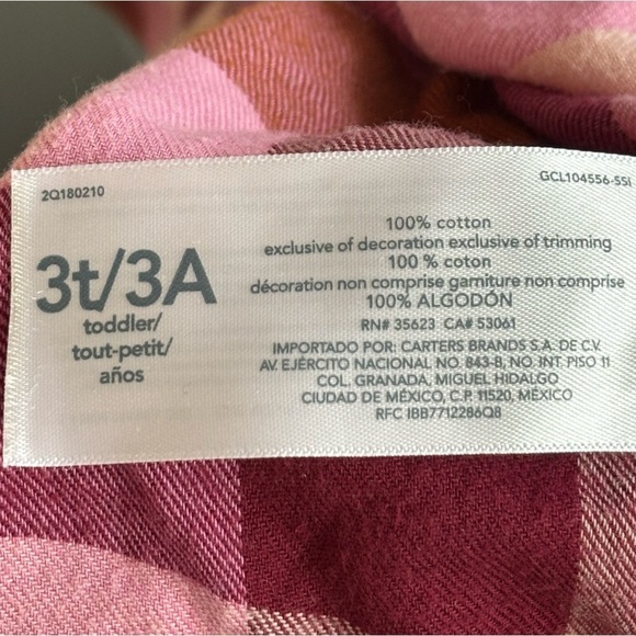 Carter's Pink and Brown Plaid Dress with Belt 100% Cotton - Picture 4 of 6